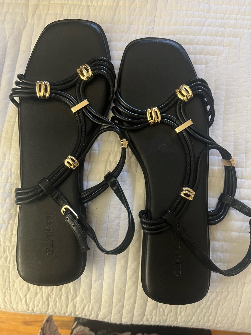 Old Navy Black Sandal with Gold Hardware